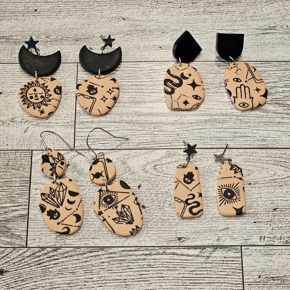 Witch Goth Dangle Earrings Halloween Handmade - Picture 9 of 11